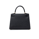 Hermes Kelly Sellier 25 Black Epsom Gold Hardware