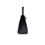 Hermes Kelly Sellier 25 Black Epsom Gold Hardware