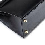 Hermes Kelly Sellier 25 Black Epsom Gold Hardware