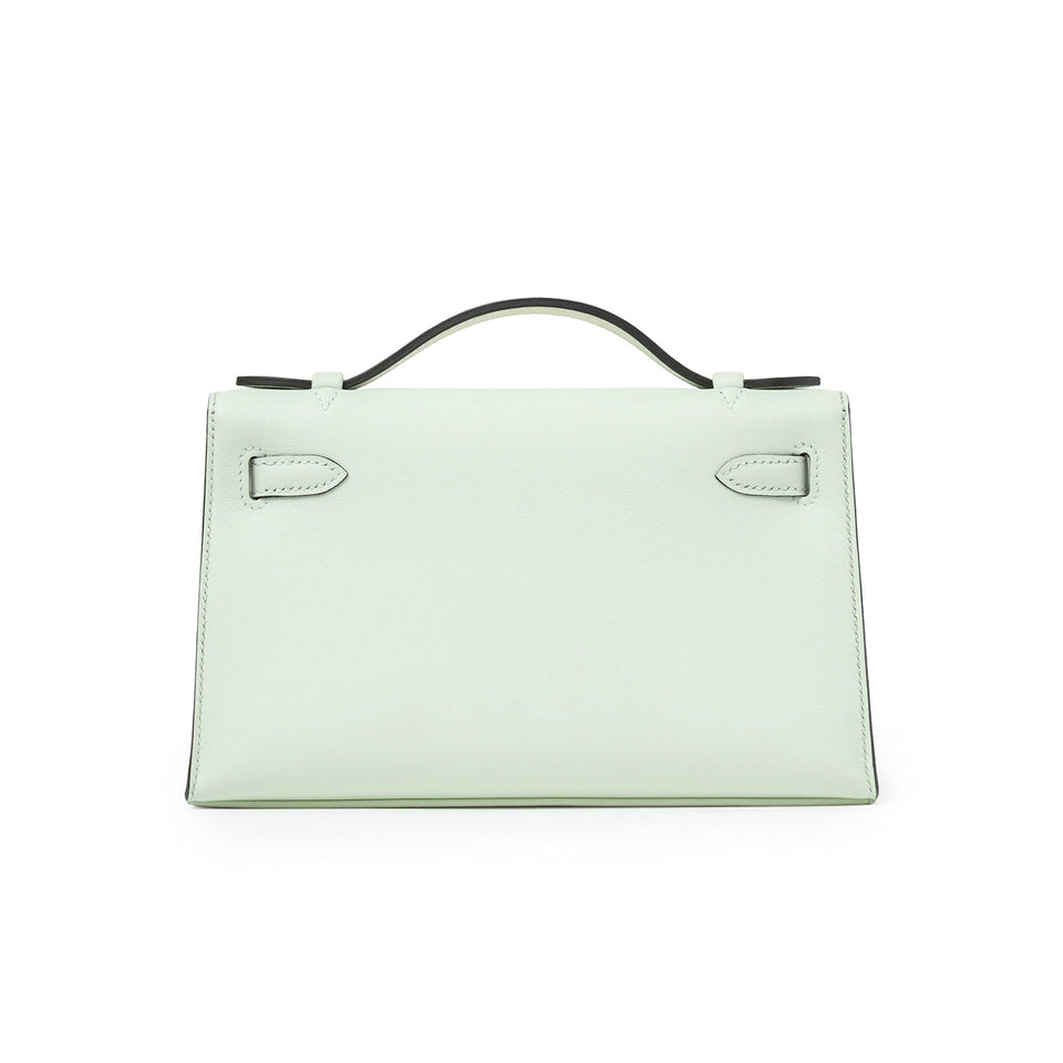 Hermes Kelly Pochette Vert Fizz Swift Palladium Hardware