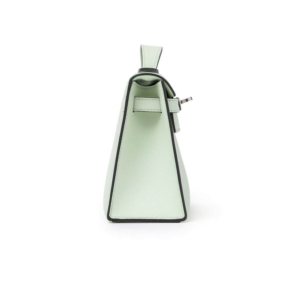 Hermes Kelly Pochette Vert Fizz Swift Palladium Hardware