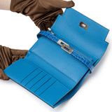 Hermes Kelly Depliant Medium Wallet Touch Mykonos/Blue Zellige Shiny Alligator/Epsom Palladium Hardware