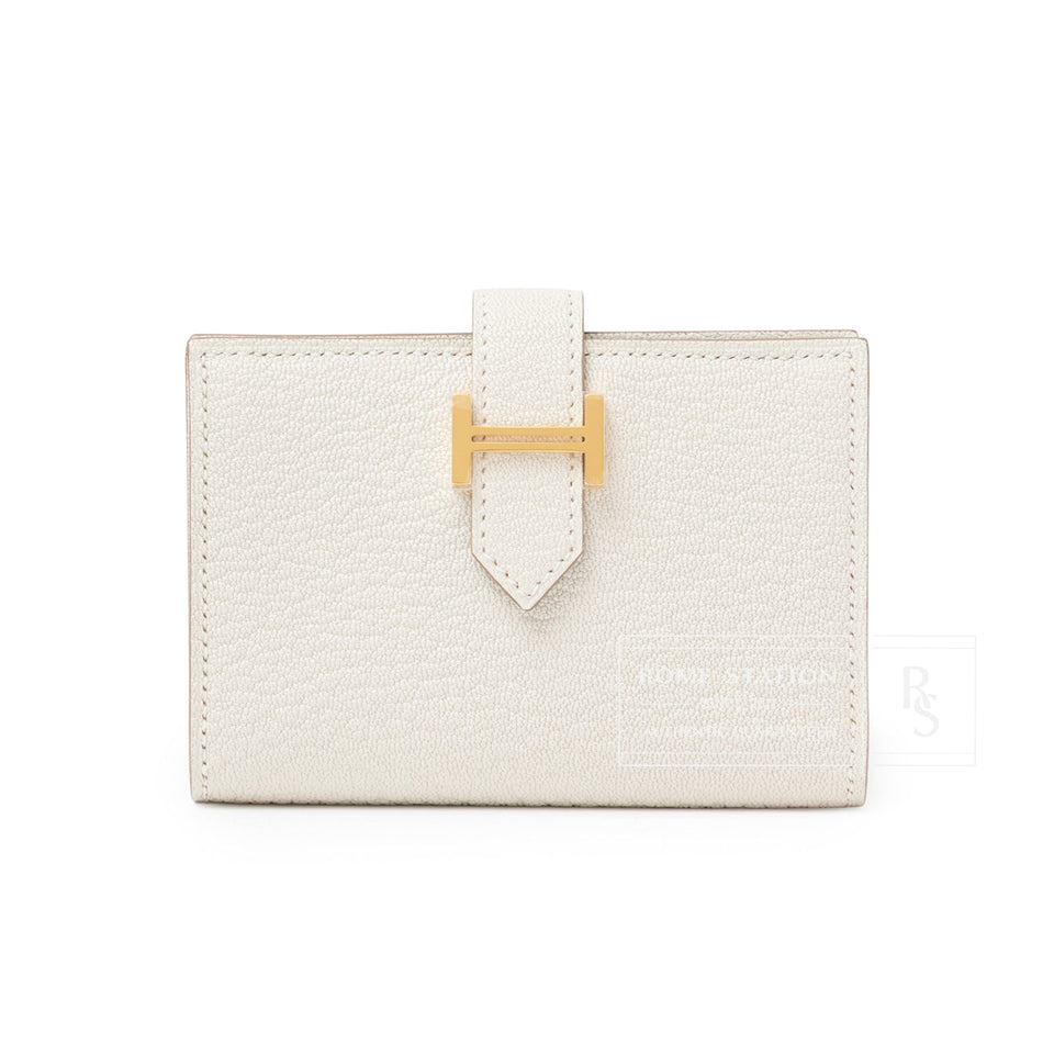 Hermes Mini Bearn Wallet Beton Chevre Mysore Gold Hardware