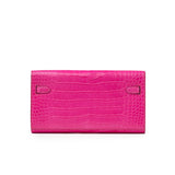 Hermes Kelly Wallet To Go Rose Shocking Matte Alligator Palladium Hardware