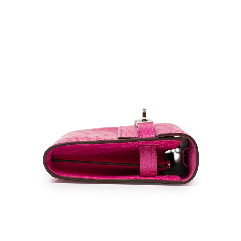 Hermes Kelly Wallet To Go Rose Shocking Matte Alligator Palladium Hardware