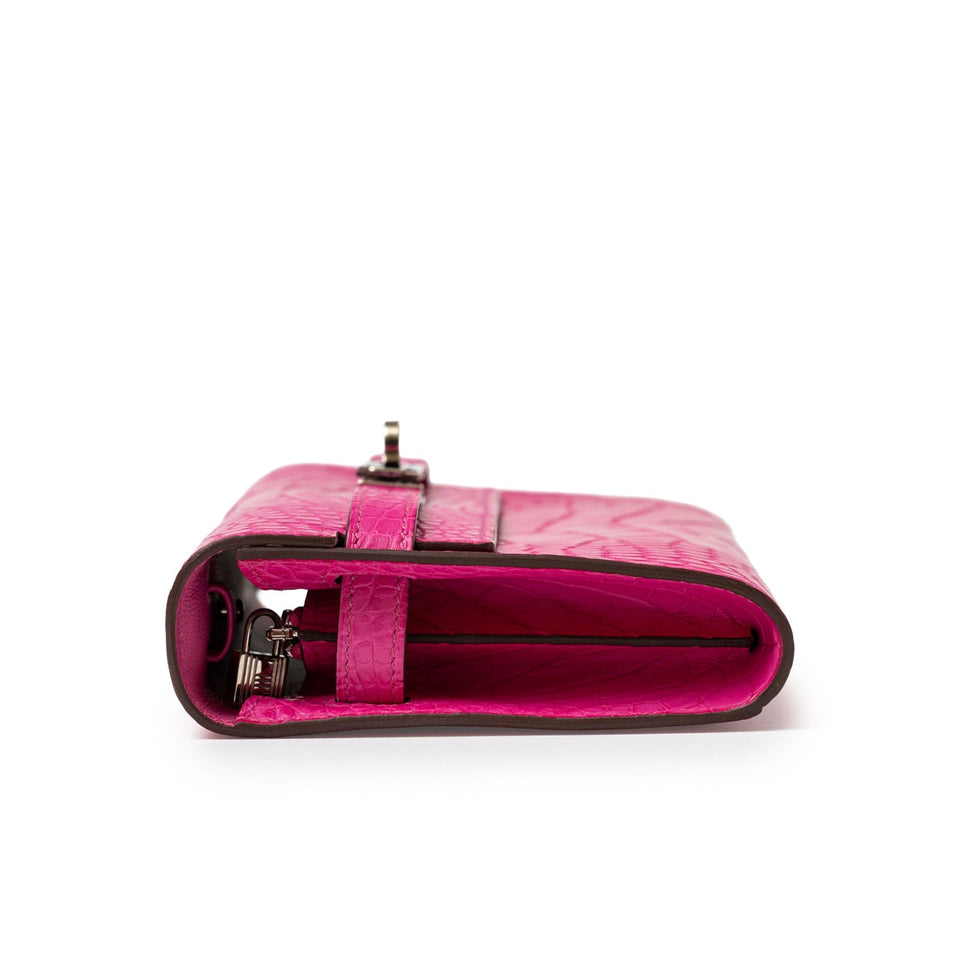 Hermes Kelly Wallet To Go Rose Shocking Matte Alligator Palladium Hardware