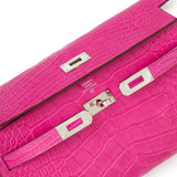 Hermes Kelly Wallet To Go Rose Shocking Matte Alligator Palladium Hardware