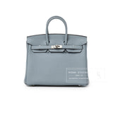 Hermes Birkin 25 Blue Lin Verso Beige De Weimar Togo Palladium Hardware