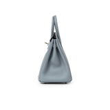 Hermes Birkin 25 Blue Lin Verso Beige De Weimar Togo Palladium Hardware