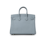 Hermes Birkin 25 Blue Lin Verso Beige De Weimar Togo Palladium Hardware