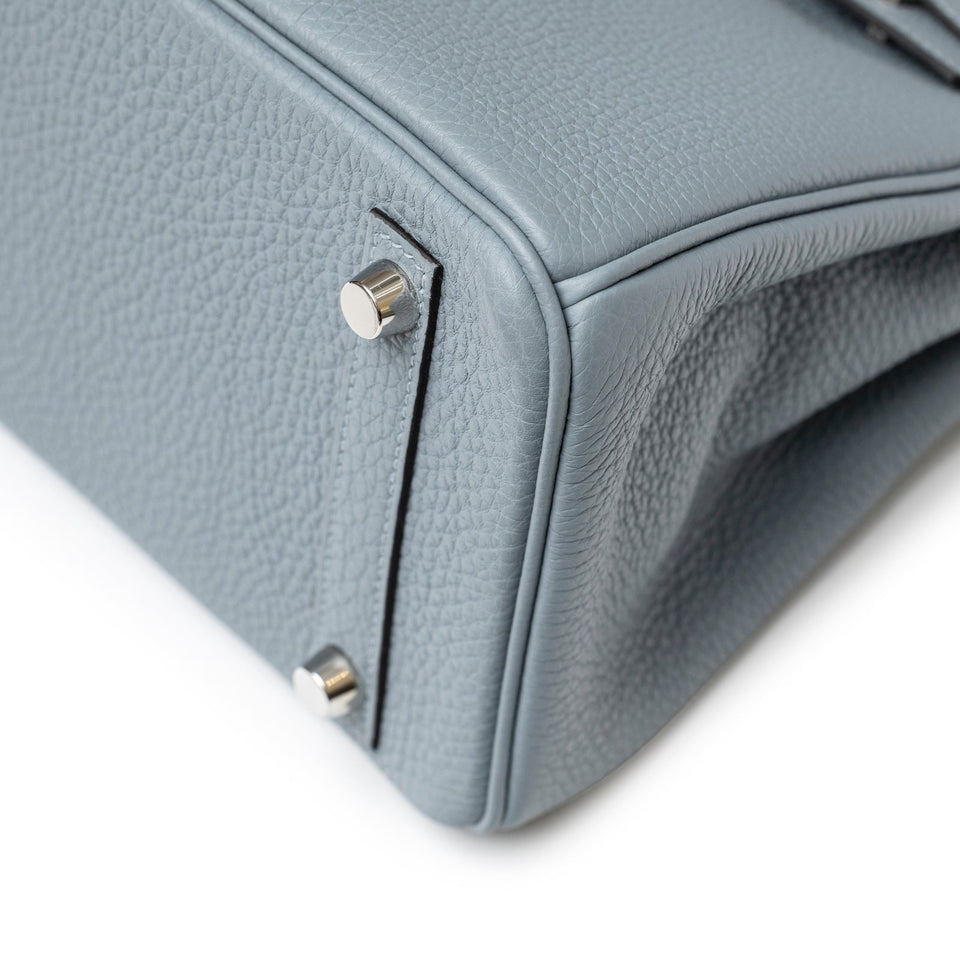 Hermes Birkin 25 Blue Lin Verso Beige De Weimar Togo Palladium Hardware
