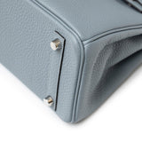Hermes Birkin 25 Blue Lin Verso Beige De Weimar Togo Palladium Hardware