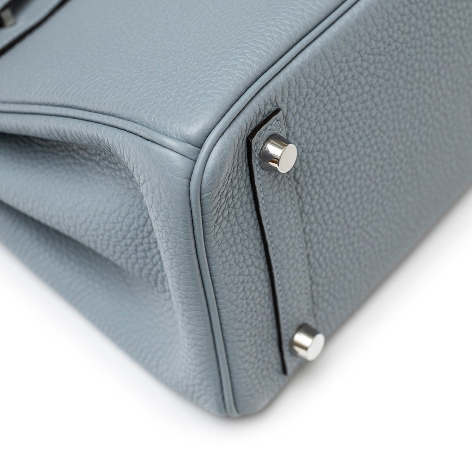 Hermes Birkin 25 Blue Lin Verso Beige De Weimar Togo Palladium Hardware