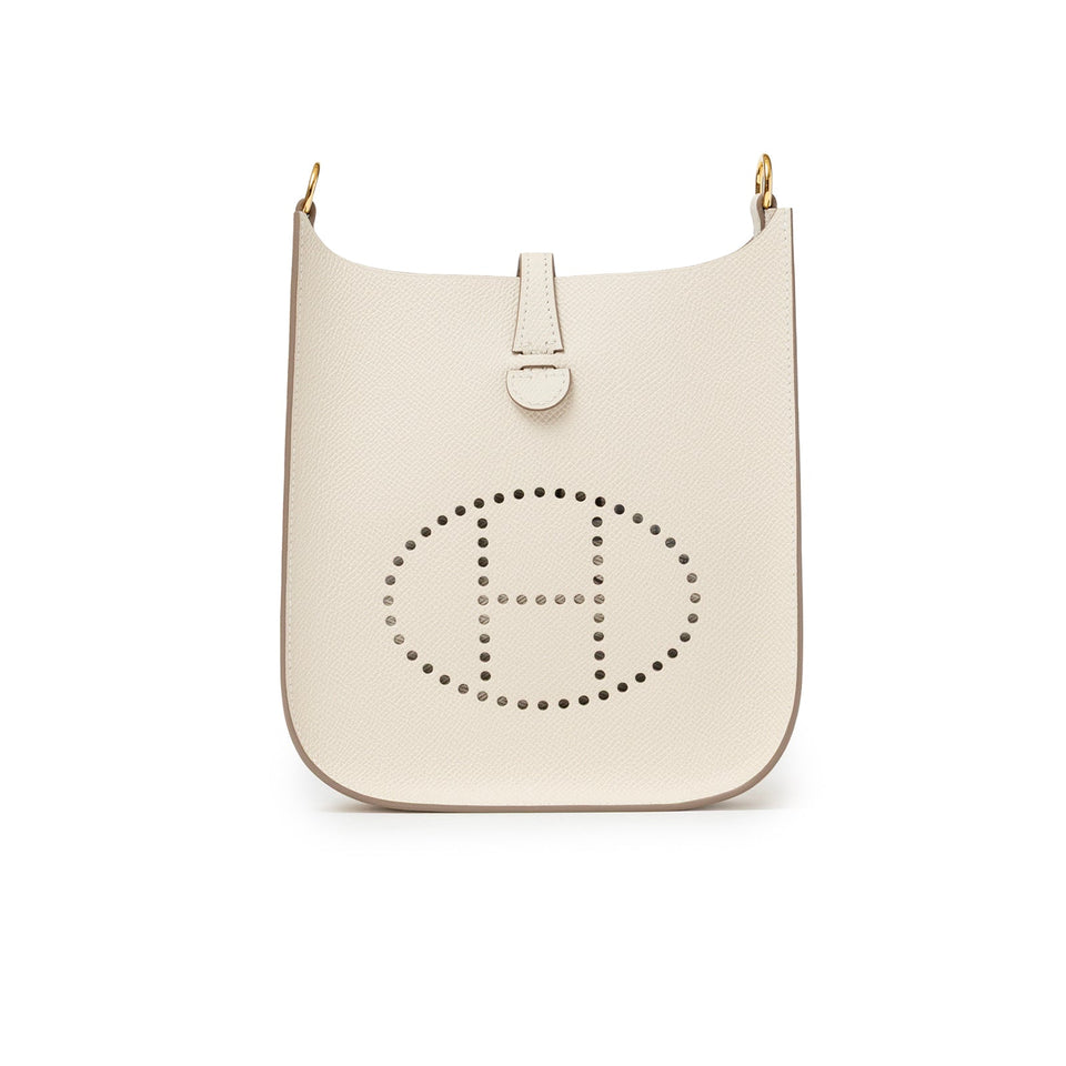 Hermes Mini Evelyne Sellier Craie Epsom Gold Hardware
