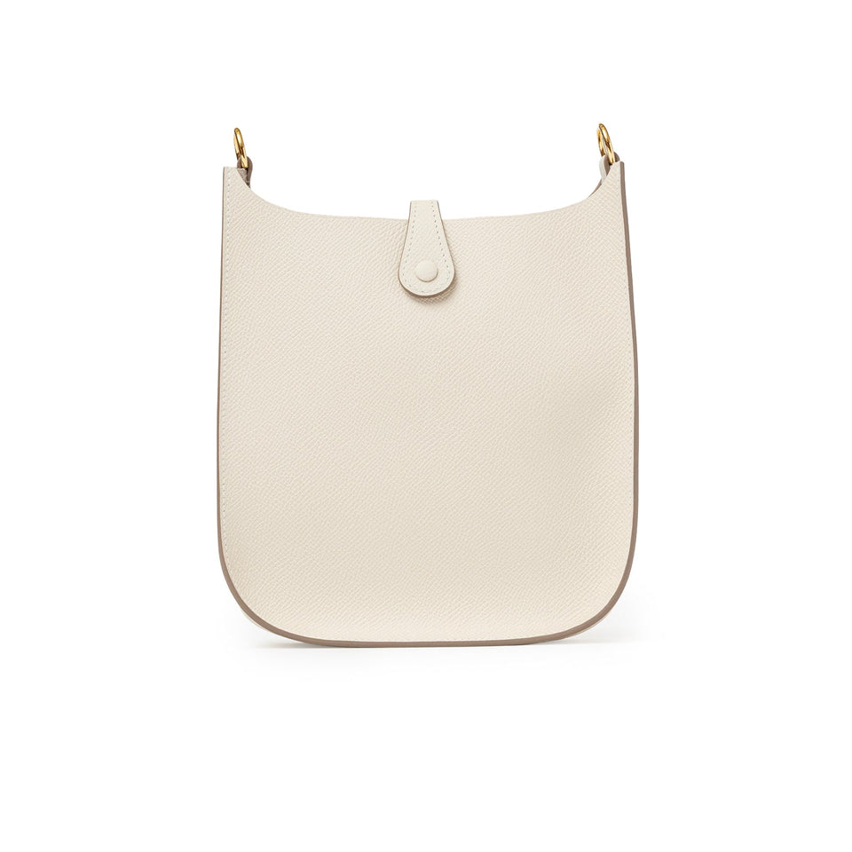 Hermes Mini Evelyne Sellier Craie Epsom Gold Hardware