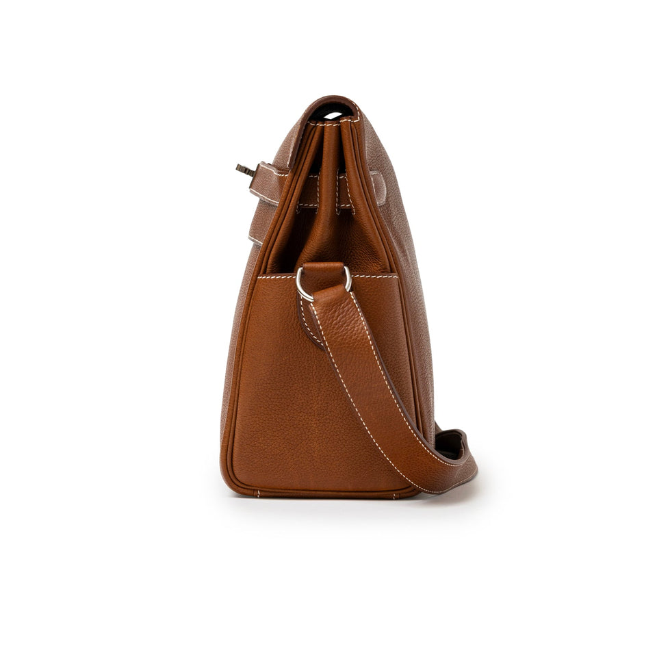 Hermes Kelly Messenger GM Fauve Barenia Faubourg Palladium Hardware