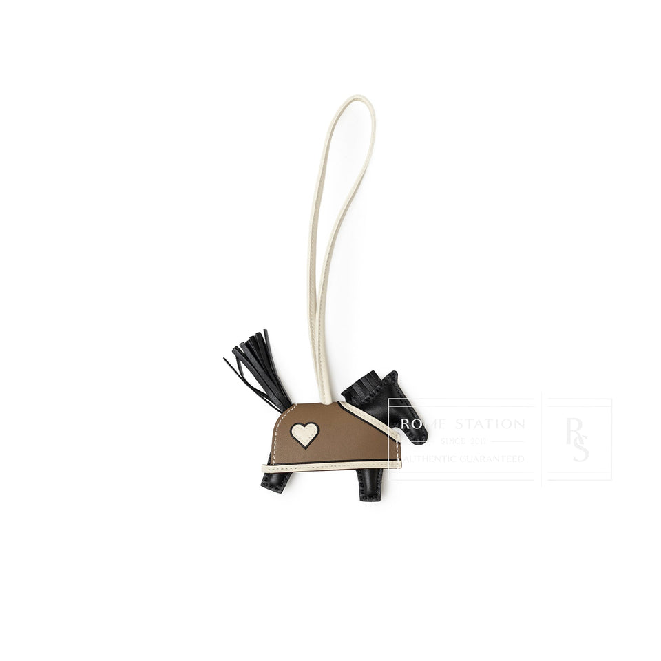 Hermes Rodeo Robeo Coeur Charm PM Etoupe/Black/Craie Milo Lambskin