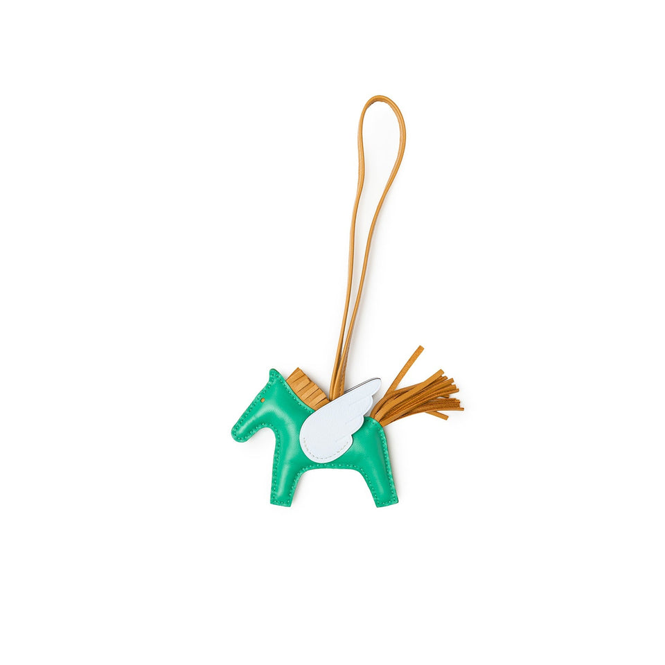 Hermes Pegase Rodeo Bag Charm PM Menthe/Sesame/Blue Brume Milo Lambskin