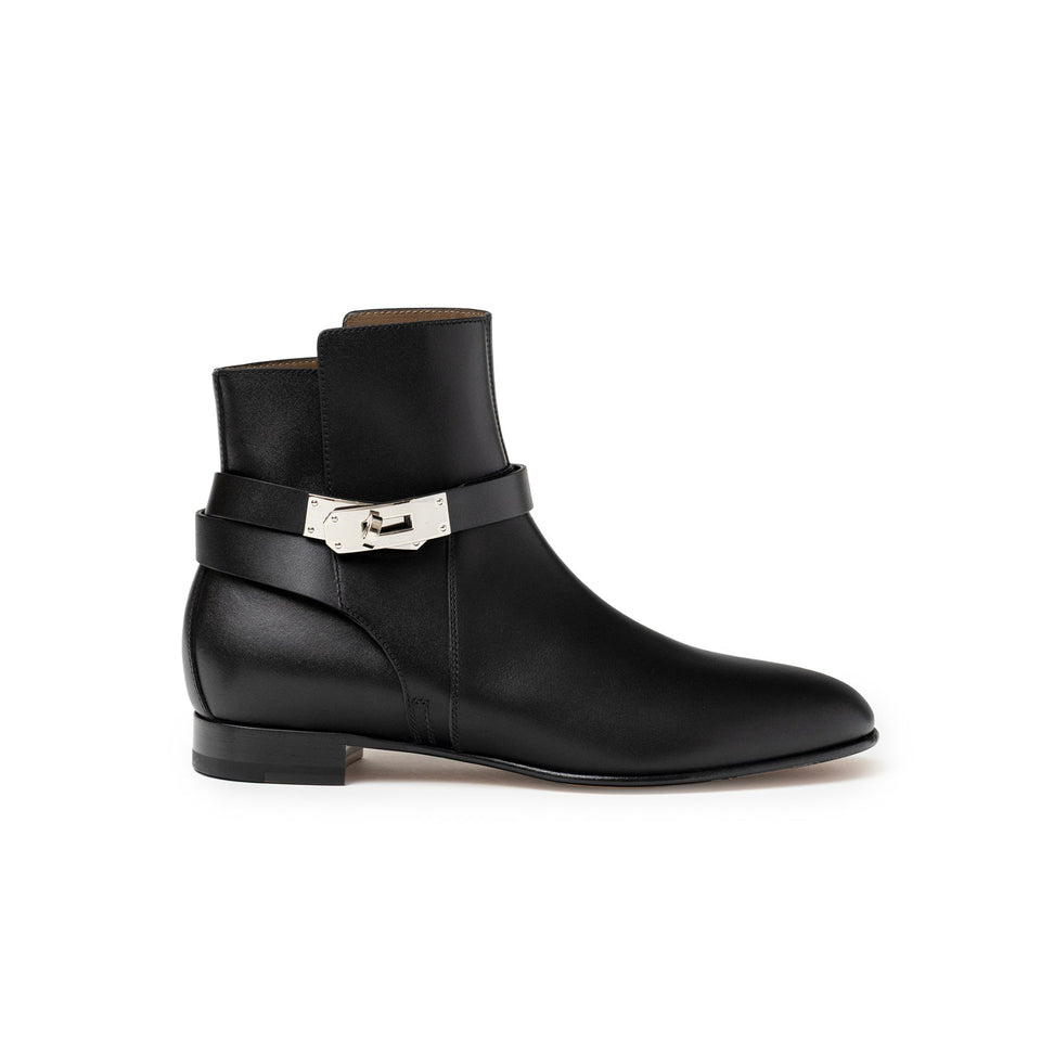Hermes Kelly Neo Ankle Boot Black Palladium Plated