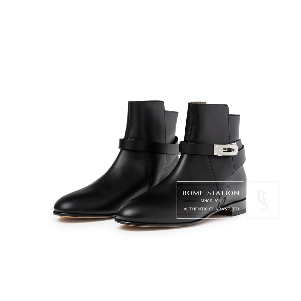 Hermes Kelly Neo Ankle Boot Black Palladium Plated
