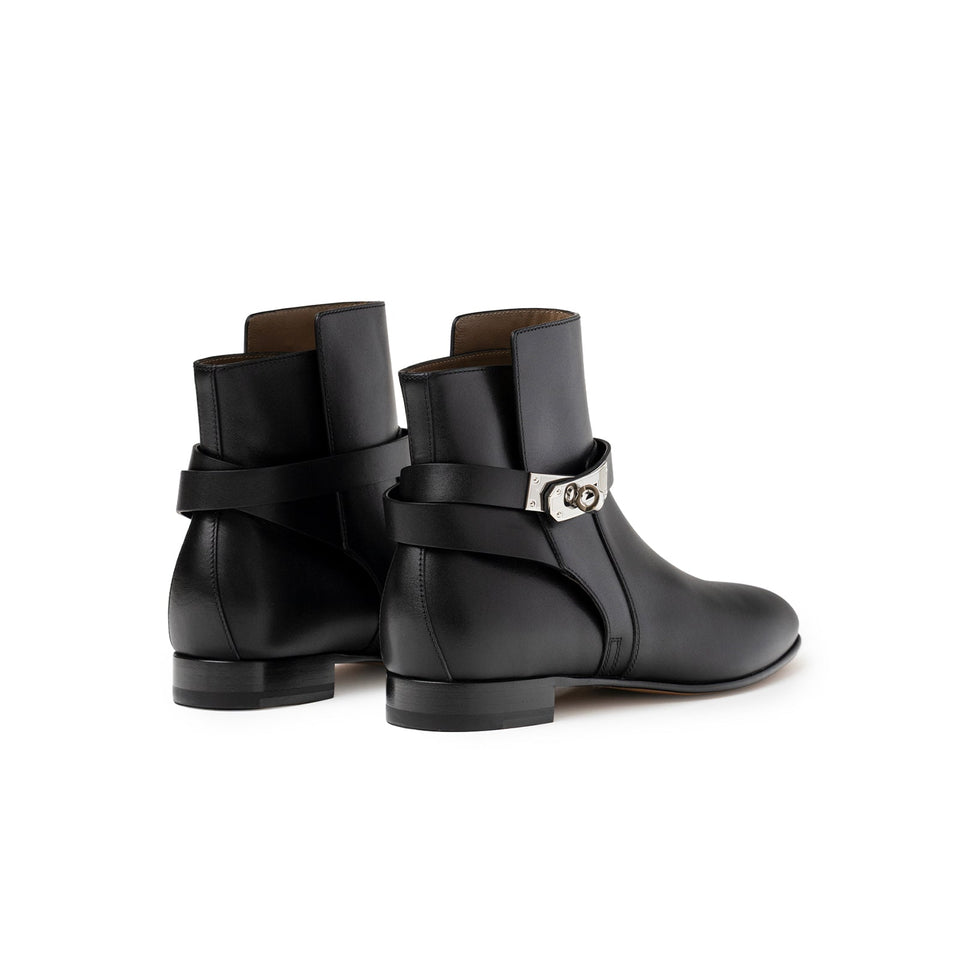 Hermes Kelly Neo Ankle Boot Black Palladium Plated