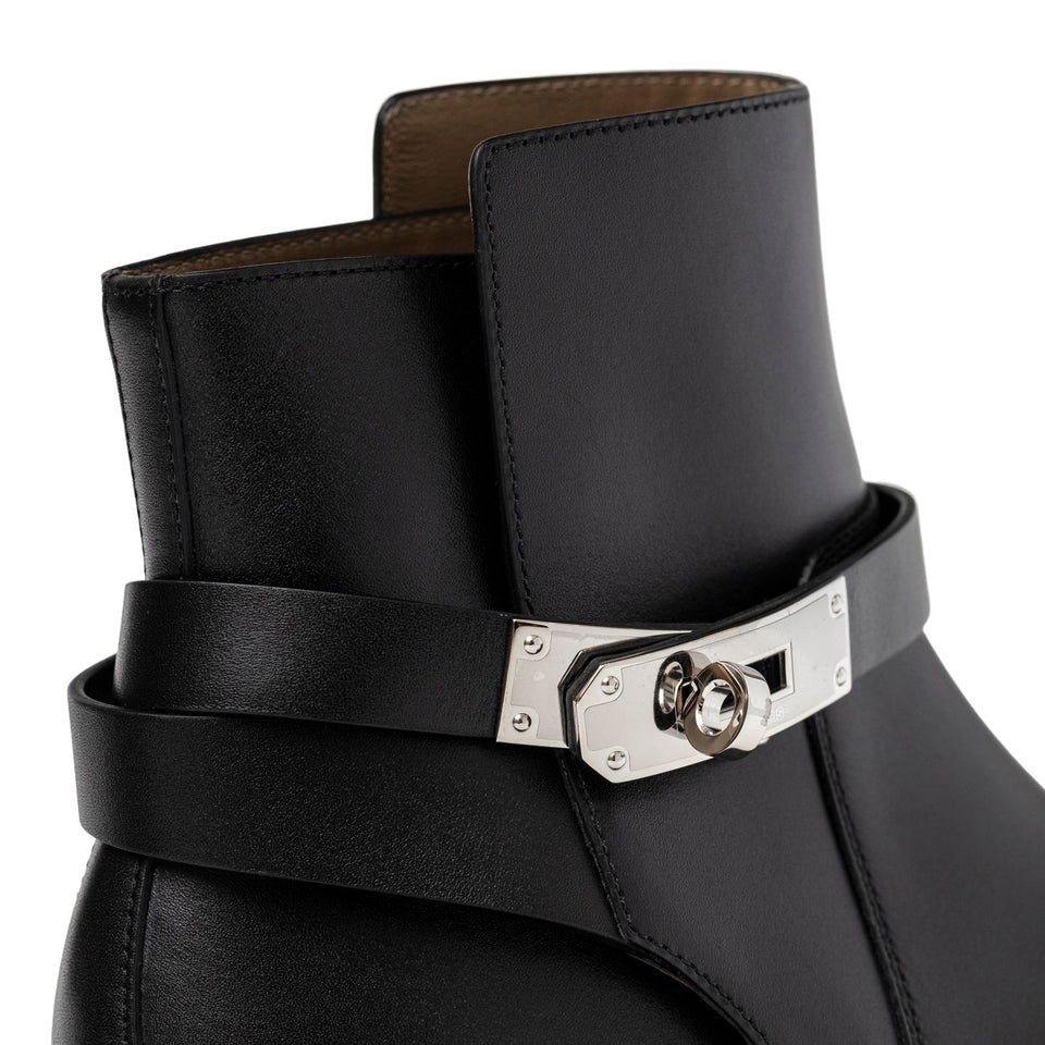Hermes Kelly Neo Ankle Boot Black Palladium Plated