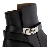Hermes Kelly Neo Ankle Boot Black Palladium Plated