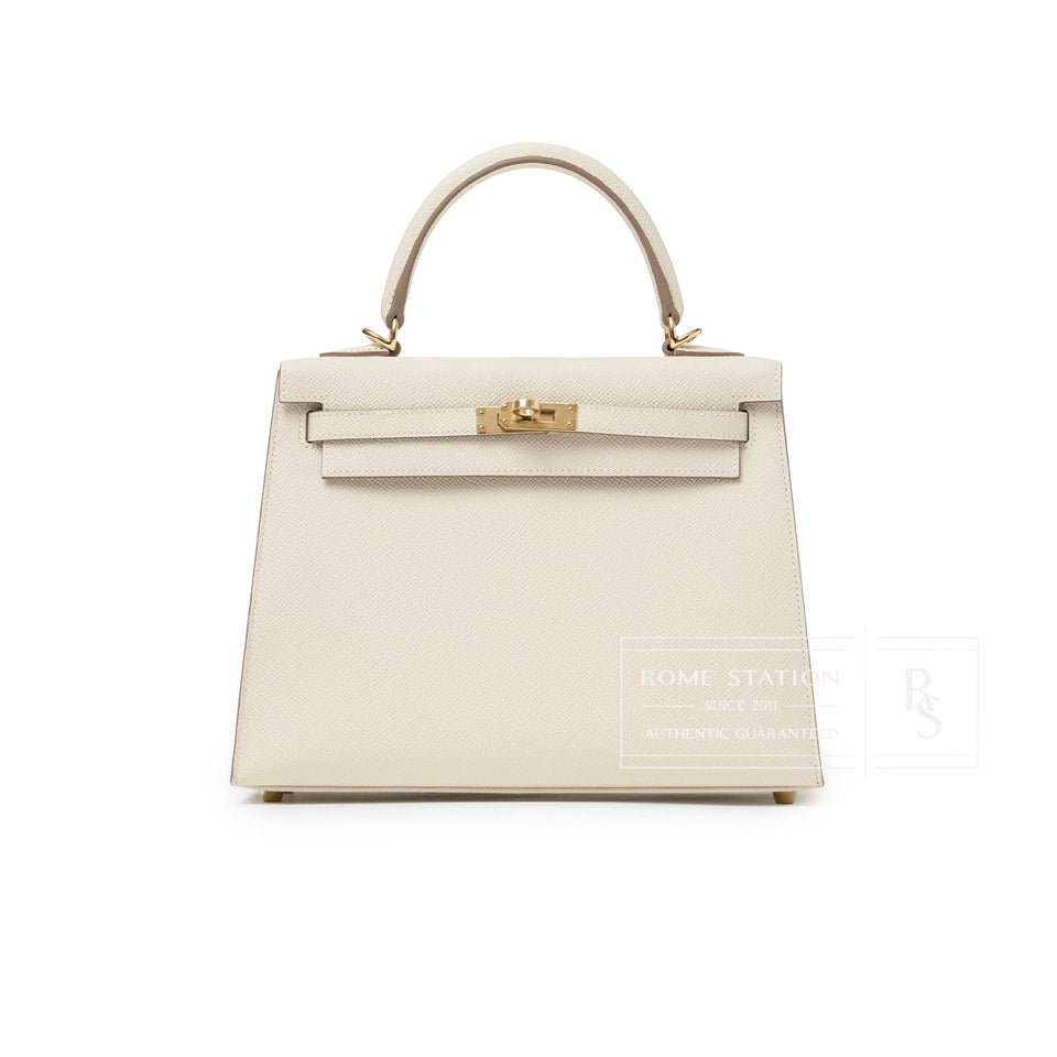 Hermes Kelly 25 Sellier Epsom Craie Permabrass Hardware