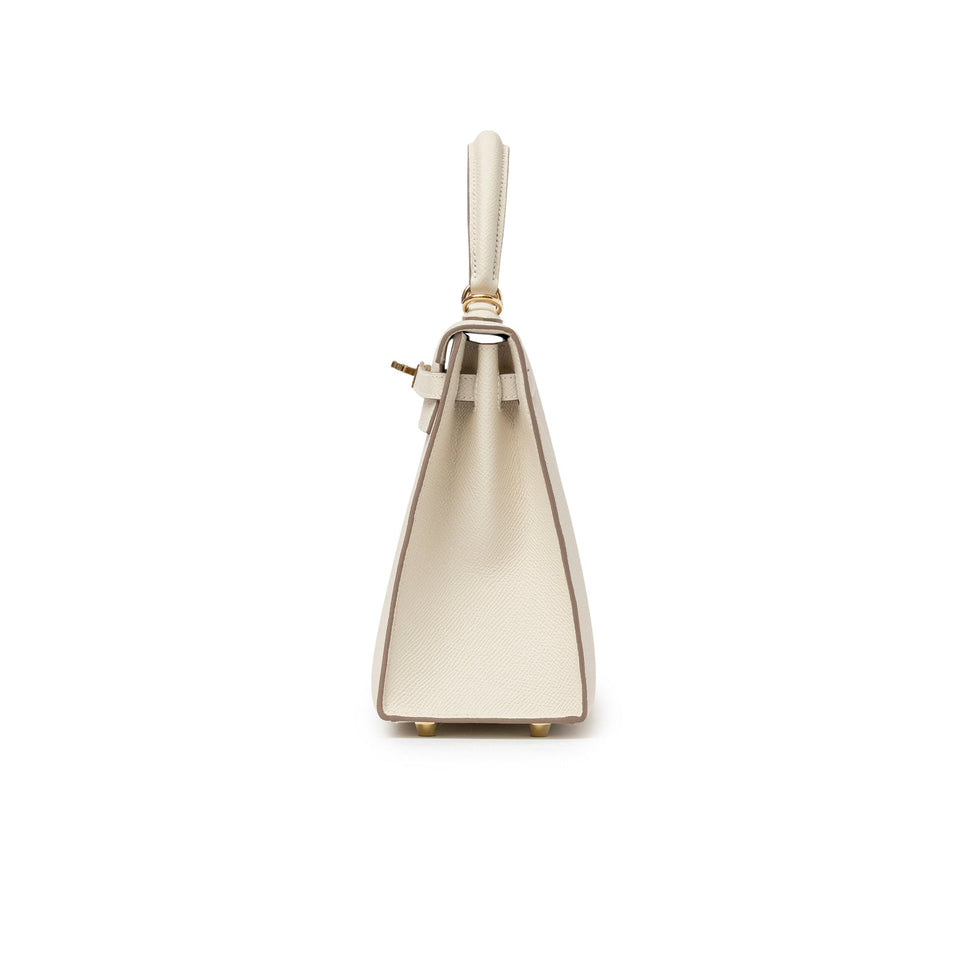 Hermes Kelly 25 Sellier Epsom Craie Permabrass Hardware