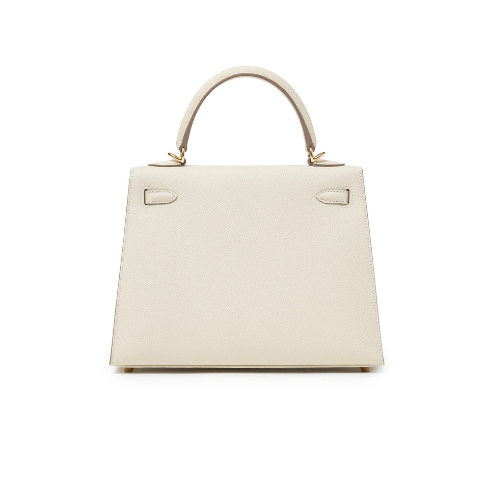 Hermes Kelly 25 Sellier Epsom Craie Permabrass Hardware