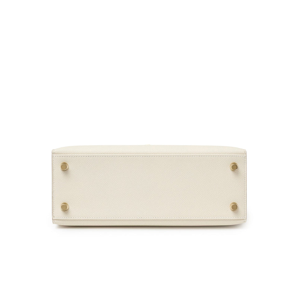Hermes Kelly 25 Sellier Epsom Craie Permabrass Hardware
