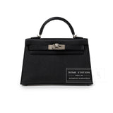 Hermes Mini Kelly II Sellier Black Epsom Palladium Hardware
