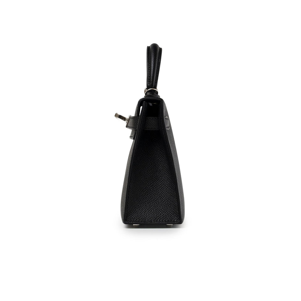 Hermes Mini Kelly II Sellier Black Epsom Palladium Hardware