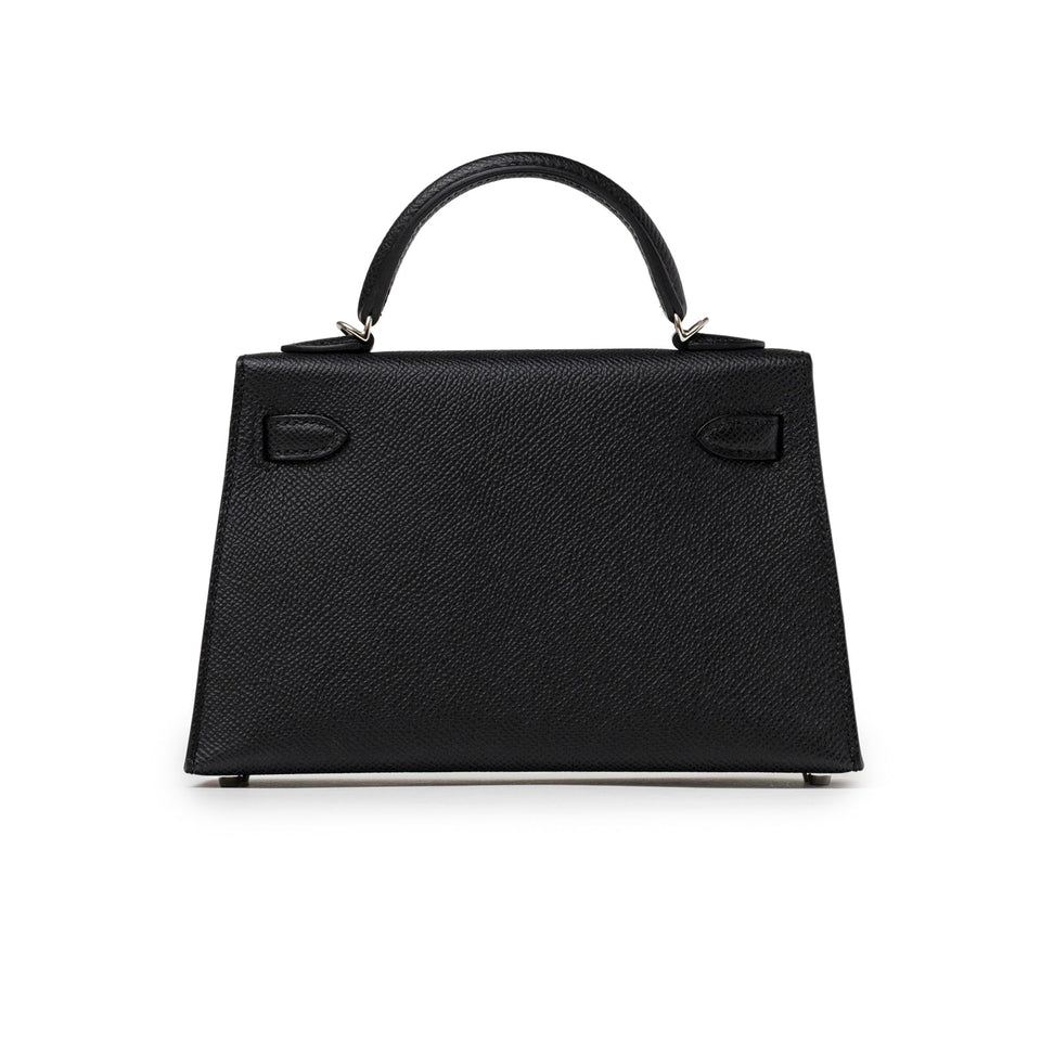 Hermes Mini Kelly II Sellier Black Epsom Palladium Hardware