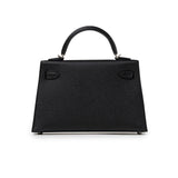 Hermes Mini Kelly II Sellier Black Epsom Palladium Hardware
