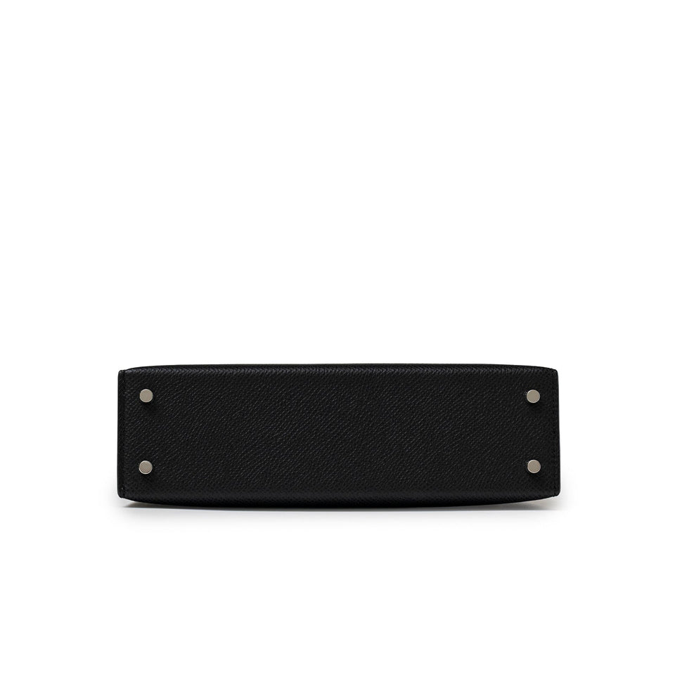 Hermes Mini Kelly II Sellier Black Epsom Palladium Hardware