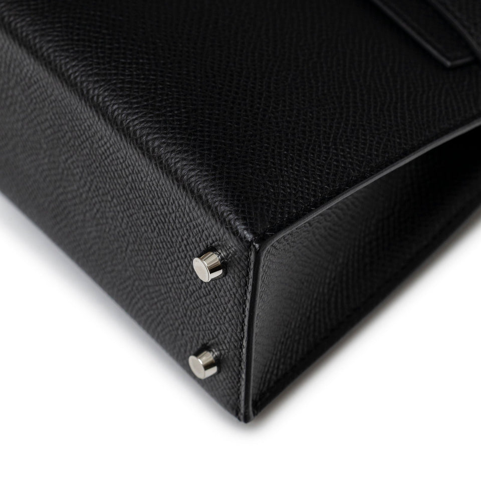 Hermes Mini Kelly II Sellier Black Epsom Palladium Hardware