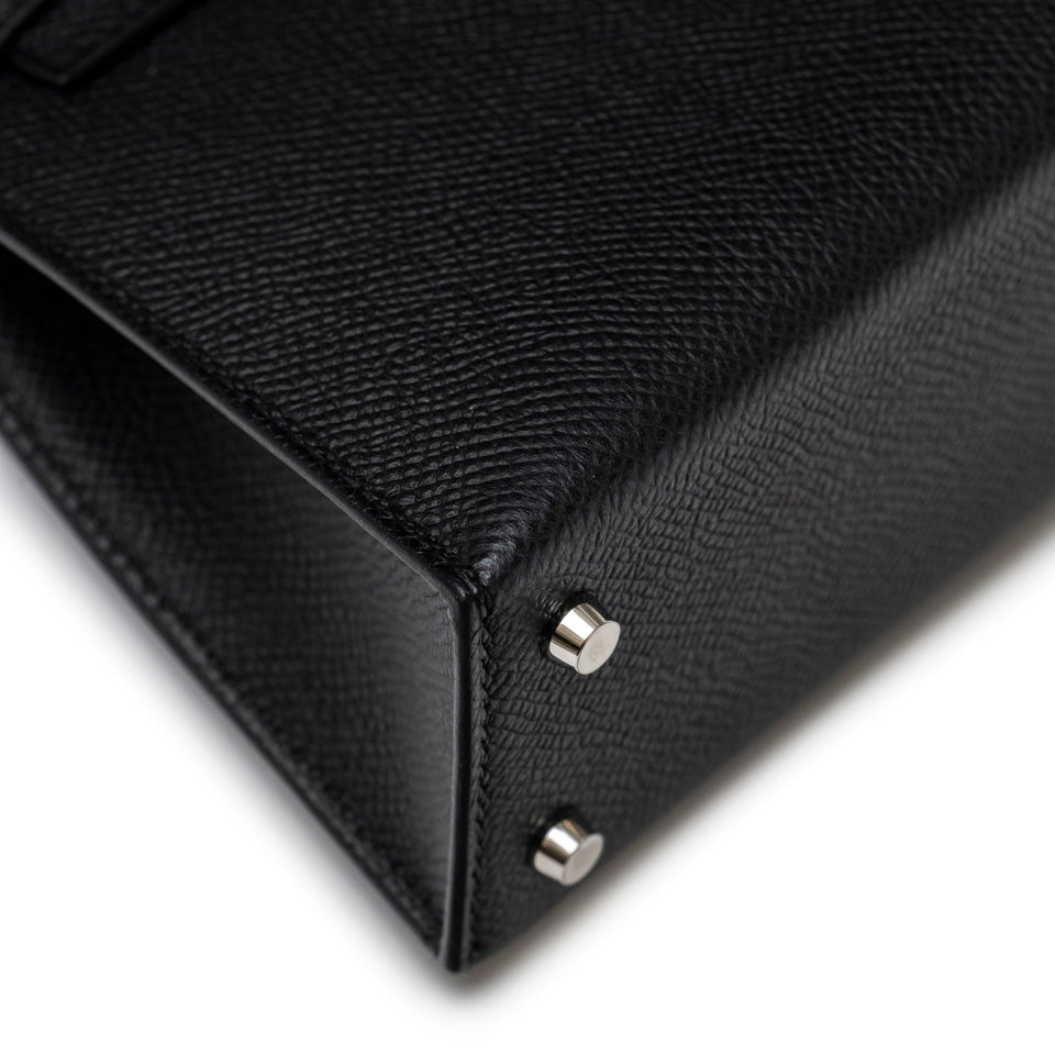 Hermes Mini Kelly II Sellier Black Epsom Palladium Hardware