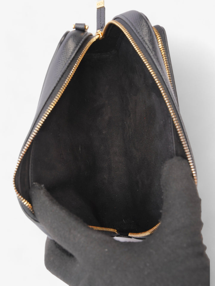 Christian Dior Caro Double Pouch Bag Black Leather