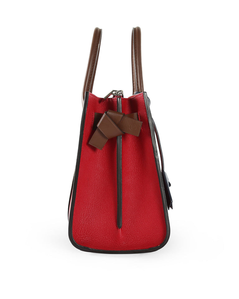 Louis Vuitton Red & Brown Monogram Cuir Plume Leather Very Tote MM Bag
