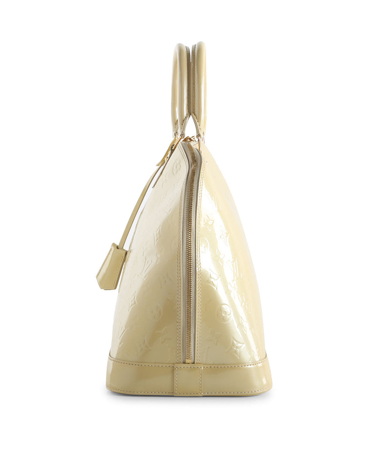 Louis Vuitton Cream Monogram Vernis Alma GM Bag