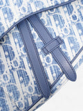 Christian Dior Saddle Bag White / Blue Oblique Canvas