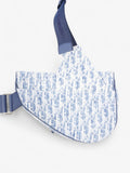 Christian Dior Saddle Bag White / Blue Oblique Canvas