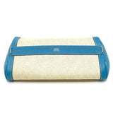 Hermes Clutch bag Toile Ash / Taurillon Clemence blue Equi Pouch Women