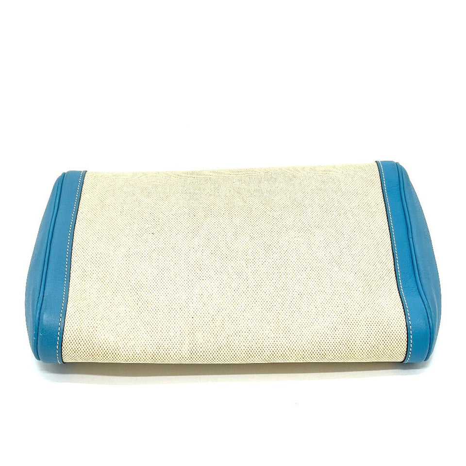 Hermes Clutch bag Toile Ash / Taurillon Clemence blue Equi Pouch Women