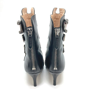Gucci boots 452915 leather Red x black shoes King Snake Women 35.5