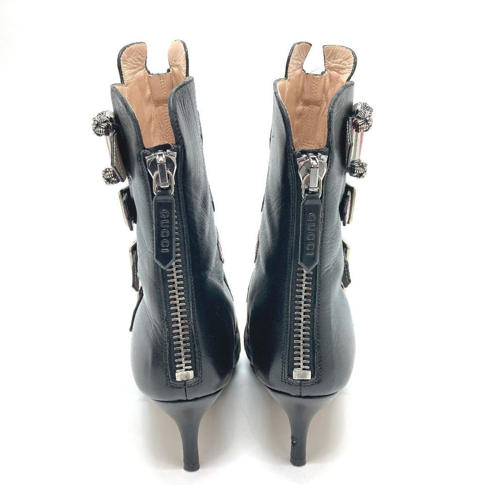 Gucci boots 452915 leather Red x black shoes King Snake Women 35.5