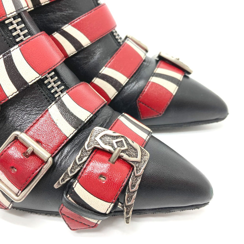Gucci boots 452915 leather Red x black shoes King Snake Women 35.5
