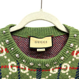 Gucci sweater 713571 wool green GG Studs mens