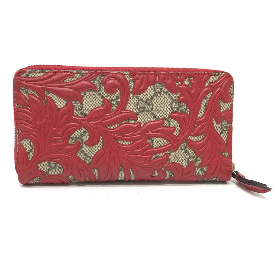 Gucci Long Wallet Purse 410102 GG Supreme Canvas Red x brown GG Supreme Women